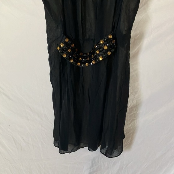 Banana Republic:Black Sheer top layer with cream liner-Jeweled belt- elastic- 6 - Picture 11 of 16